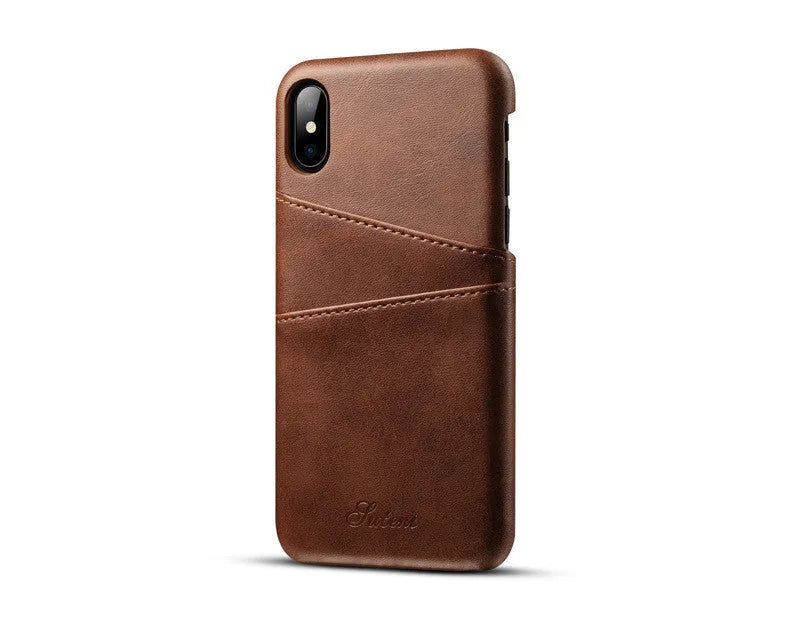 Leather business phone case compatible with Apple iPhone X to 11 series, black colour, back cover style