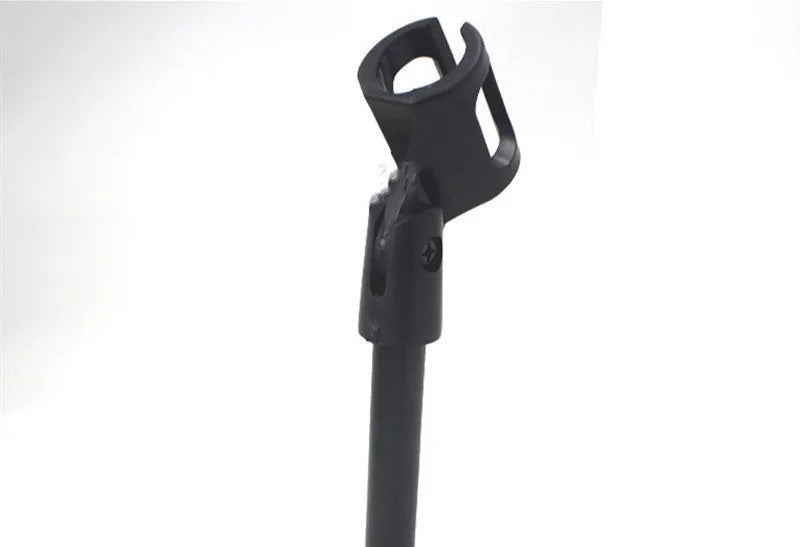 Black desktop microphone bracket with metal base and 22cm support height