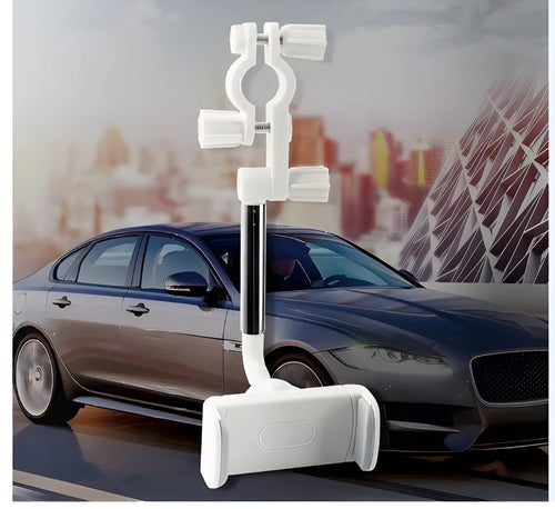 Car mobile phone holder clipped to rearview mirror with telescopic arm