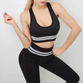Blue yoga fitness vest and high waist pants set with quick dry fabric for exercise
