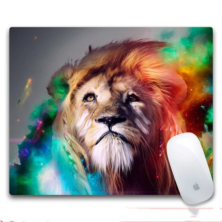 Custom mouse pad with cloth top, rubber non-slip base, showing one of eight available print styles.