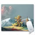 Custom mouse pad with cloth top, rubber non-slip base, showing one of eight available print styles.