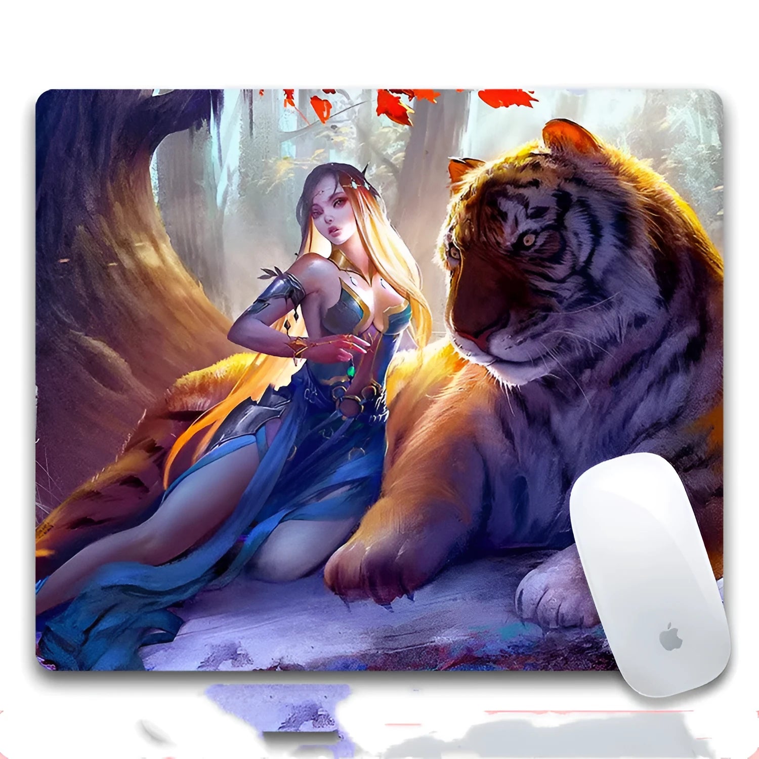 Custom mouse pad with cloth top, rubber non-slip base, showing one of eight available print styles.