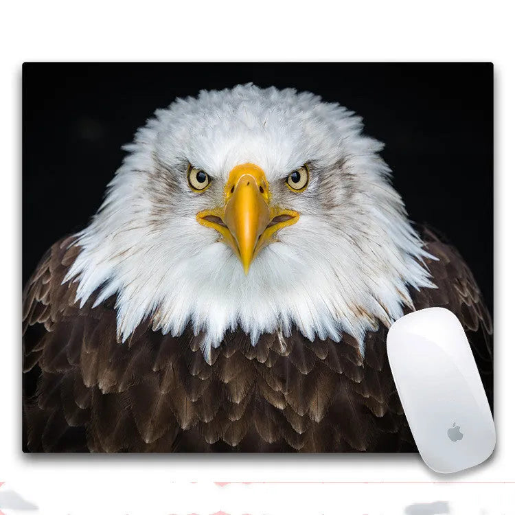 Custom mouse pad with cloth top, rubber non-slip base, showing one of eight available print styles.
