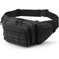 Tactical waist bag in black or khaki colour with multiple compartments and waist strap