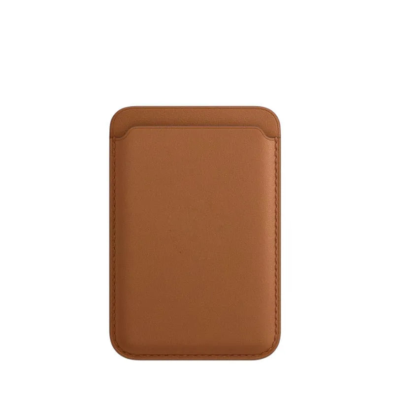 Slim PU leather iPhone case with integrated magnetic card holder in multiple colour options.