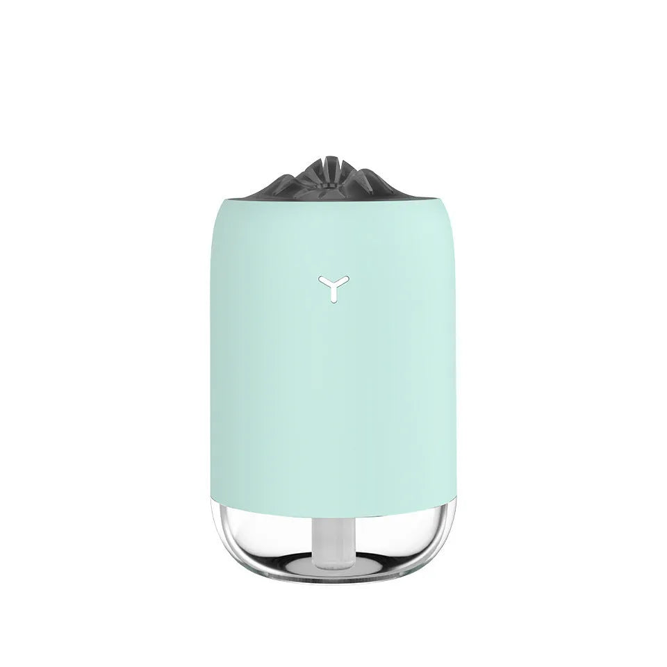 White columnar desktop humidifier with ultrasonic mist function and USB power cable