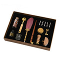 Creative dipped feather pen set with wax seal kit, solid wood pen, and ink in gift box