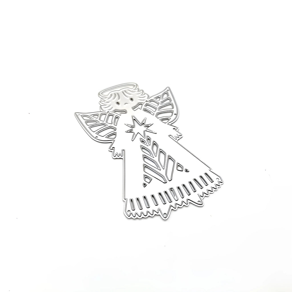White carbon steel Angel Knife Mold for embossing greeting cards, 8x6 cm with decorative figures