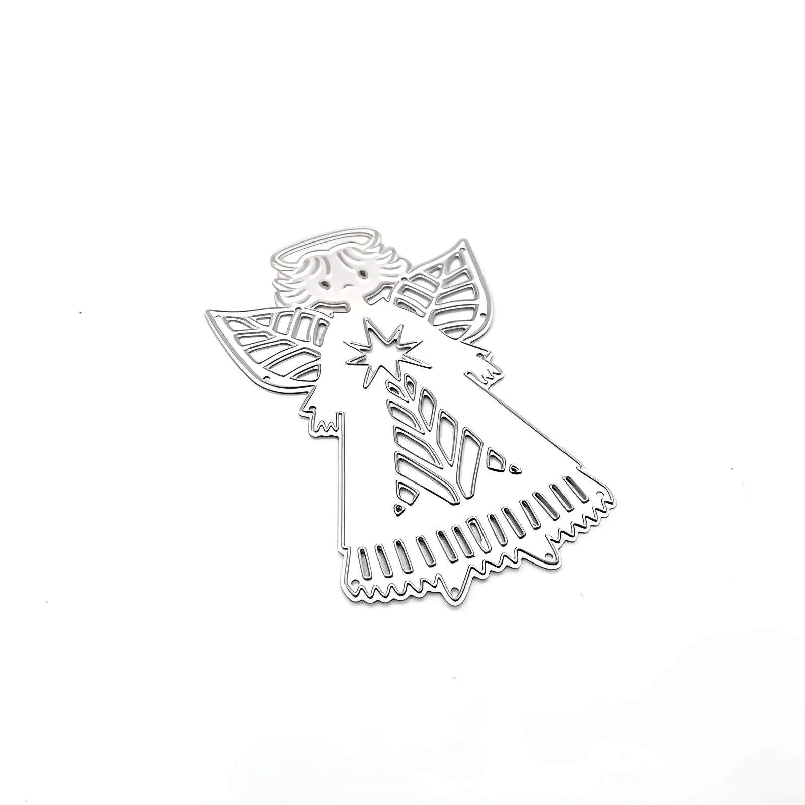 White carbon steel Angel Knife Mold for embossing greeting cards, 8x6 cm with decorative figures