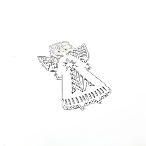White carbon steel Angel Knife Mold for embossing greeting cards, 8x6 cm with decorative figures