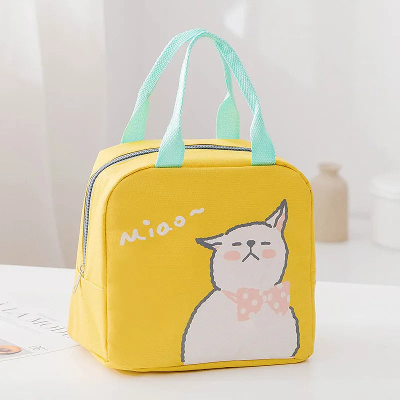 Portable thermal insulation lunch box bag with Oxford cloth construction in multiple colour patterns