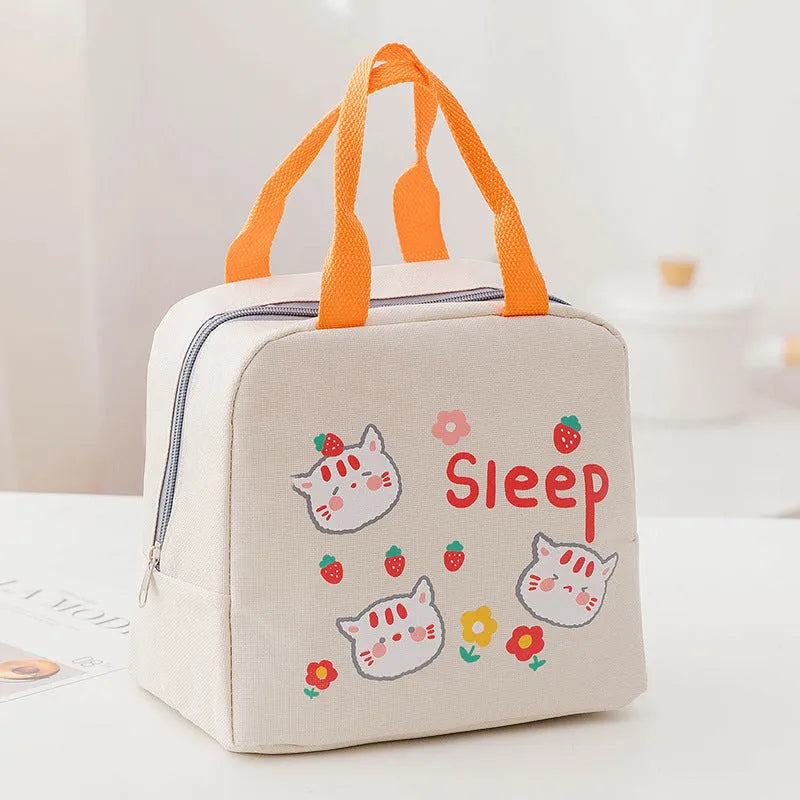 Portable thermal insulation lunch box bag with Oxford cloth construction in multiple colour patterns