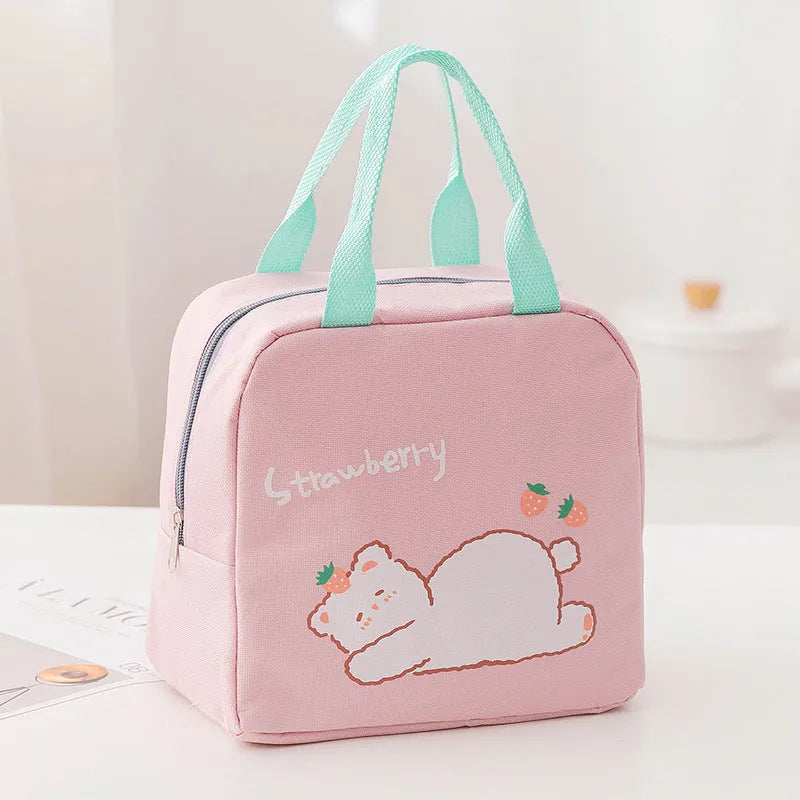 Portable thermal insulation lunch box bag with Oxford cloth construction in multiple colour patterns