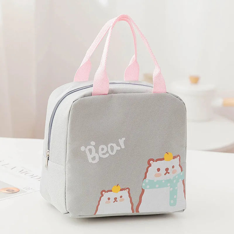 Portable thermal insulation lunch box bag with Oxford cloth construction in multiple colour patterns
