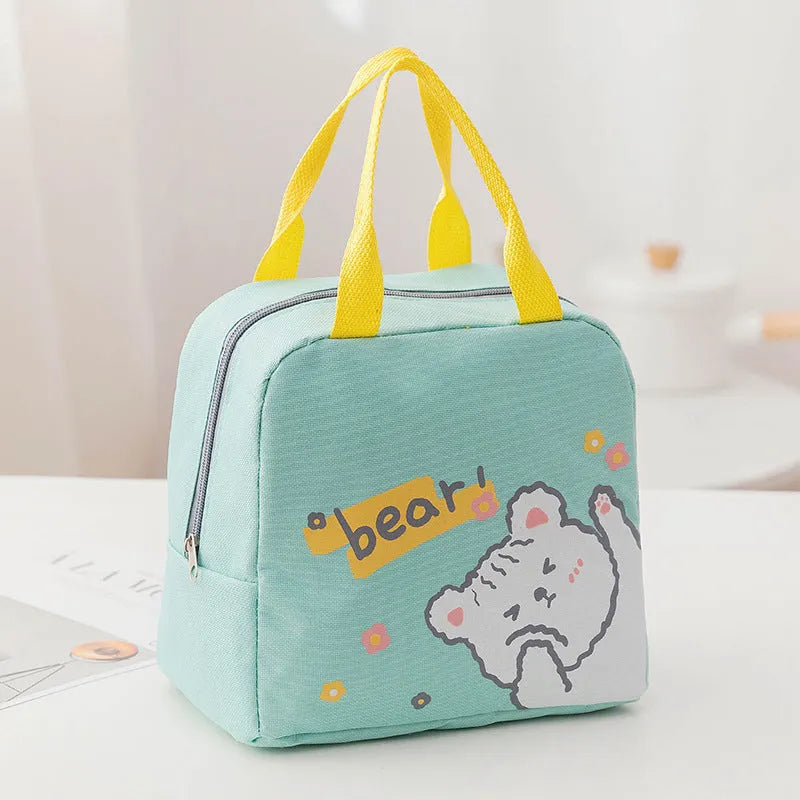 Portable thermal insulation lunch box bag with Oxford cloth construction in multiple colour patterns