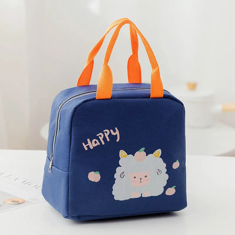 Portable thermal insulation lunch box bag with Oxford cloth construction in multiple colour patterns