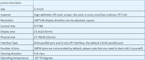 1.3 inch square IPS LCD display module with 240x240 resolution and 18-pin interface