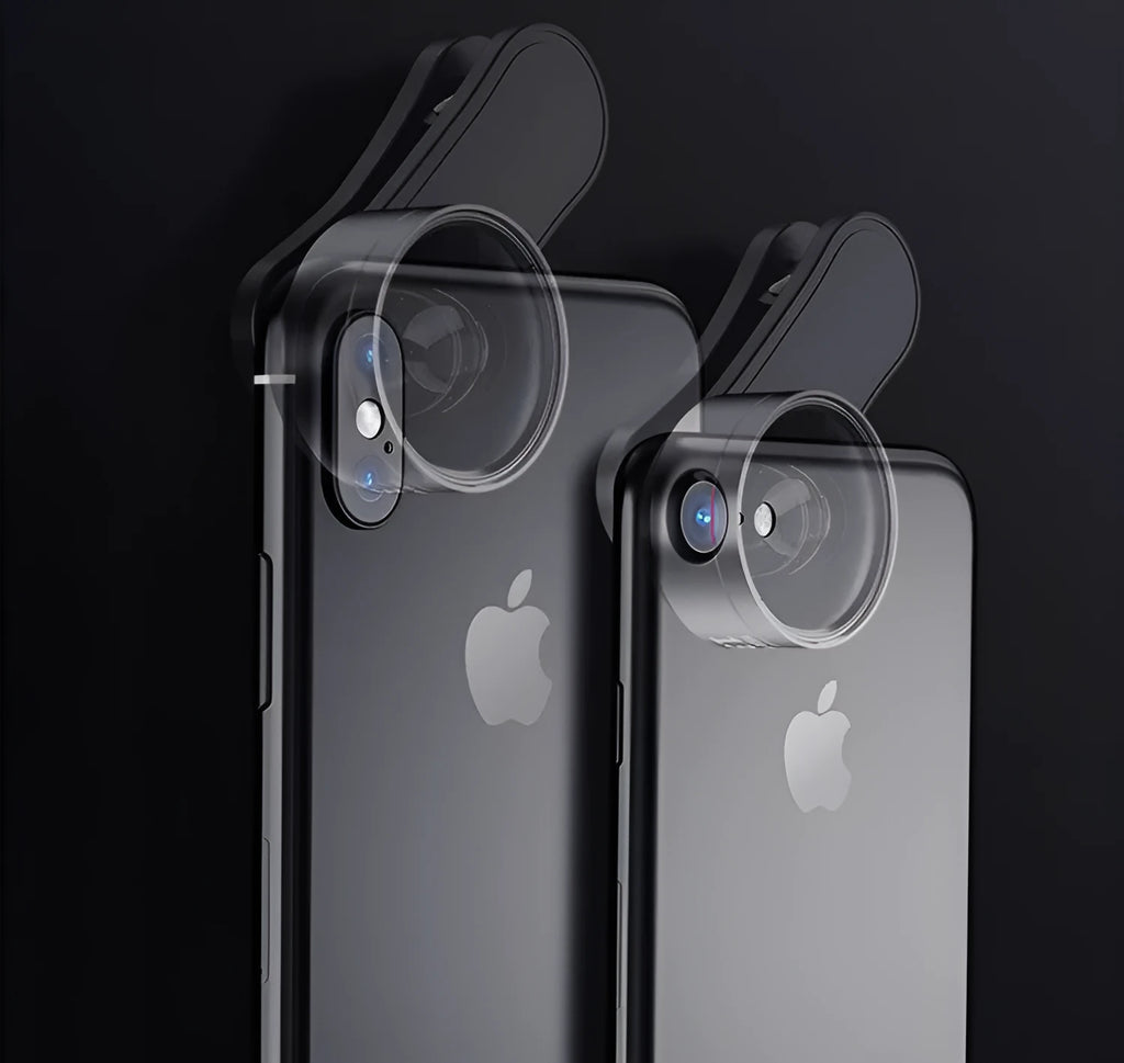 Universal fill light attachment for smartphone cameras with multiple lens options and integrated lighting