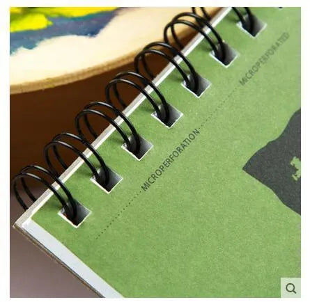 Green paper cover spiral bound water soluble colour pencil sketchbook 8K size 270x390mm