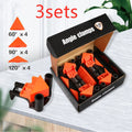 Set of plastic 90-degree right angle clips for picture frame assembly using woodworking clamps