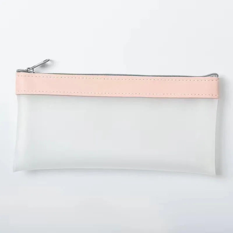 Junior high school high-value pencil case large capacity TPU stationery bag in beige colour option