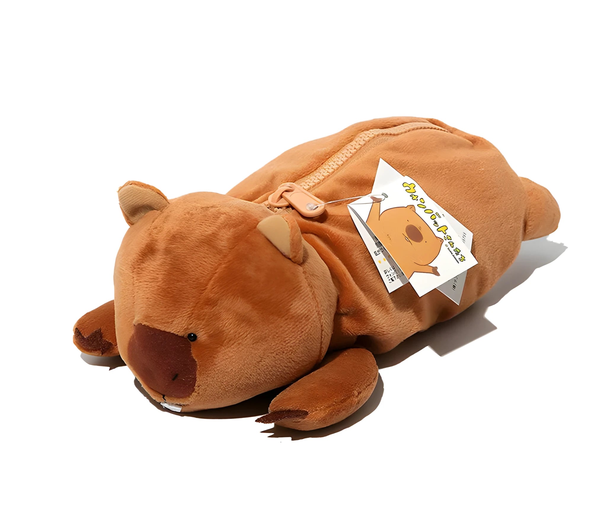 Cute cartoon animal wombat family plush pencil case in brown wombat colour, soft plush pencil pouch for school