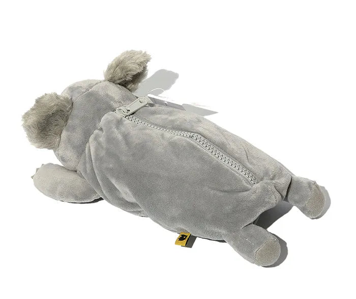 Cute cartoon animal wombat family plush pencil case in brown wombat colour, soft plush pencil pouch for school