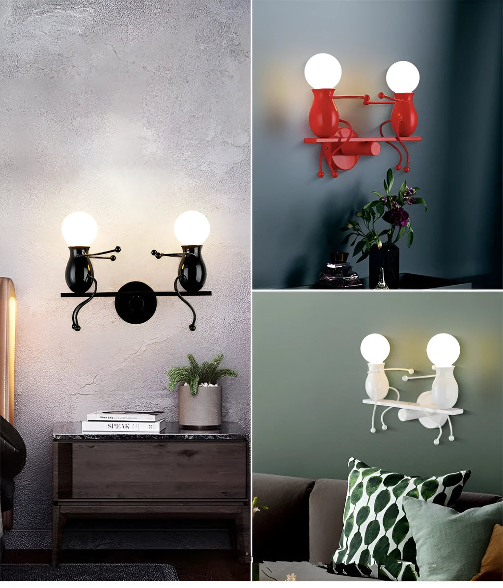 Postmodern creative wall lamp for children's or bedside use, available in black, red, or white, 330x260mm