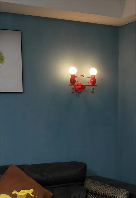 Postmodern creative wall lamp for children's or bedside use, available in black, red, or white, 330x260mm