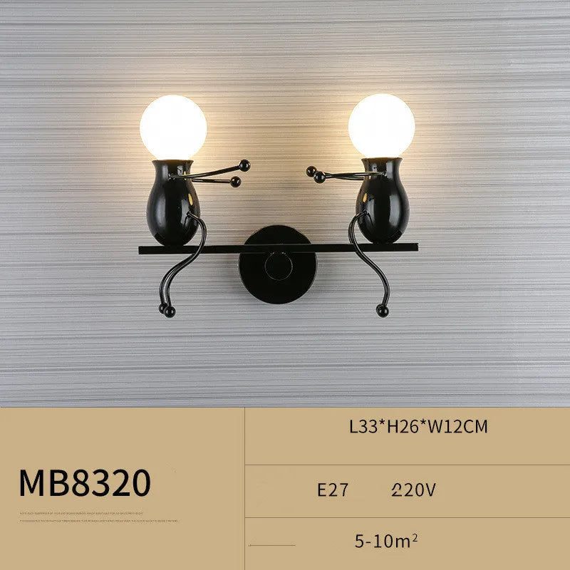 Postmodern creative wall lamp for children's or bedside use, available in black, red, or white, 330x260mm
