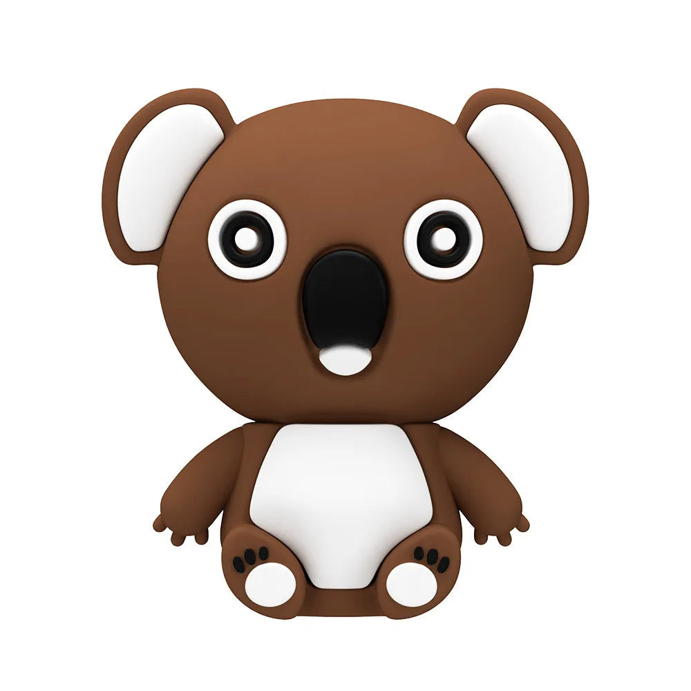 Cartoon silicone USB drive shaped like a koala with USB connector and indicator light, in brown colour