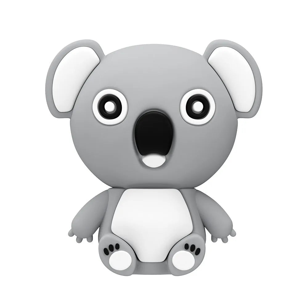Cartoon silicone USB drive shaped like a koala with USB connector and indicator light, in brown colour