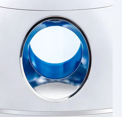 White round aromatherapy humidifier with USB cable and water tank showing mist output