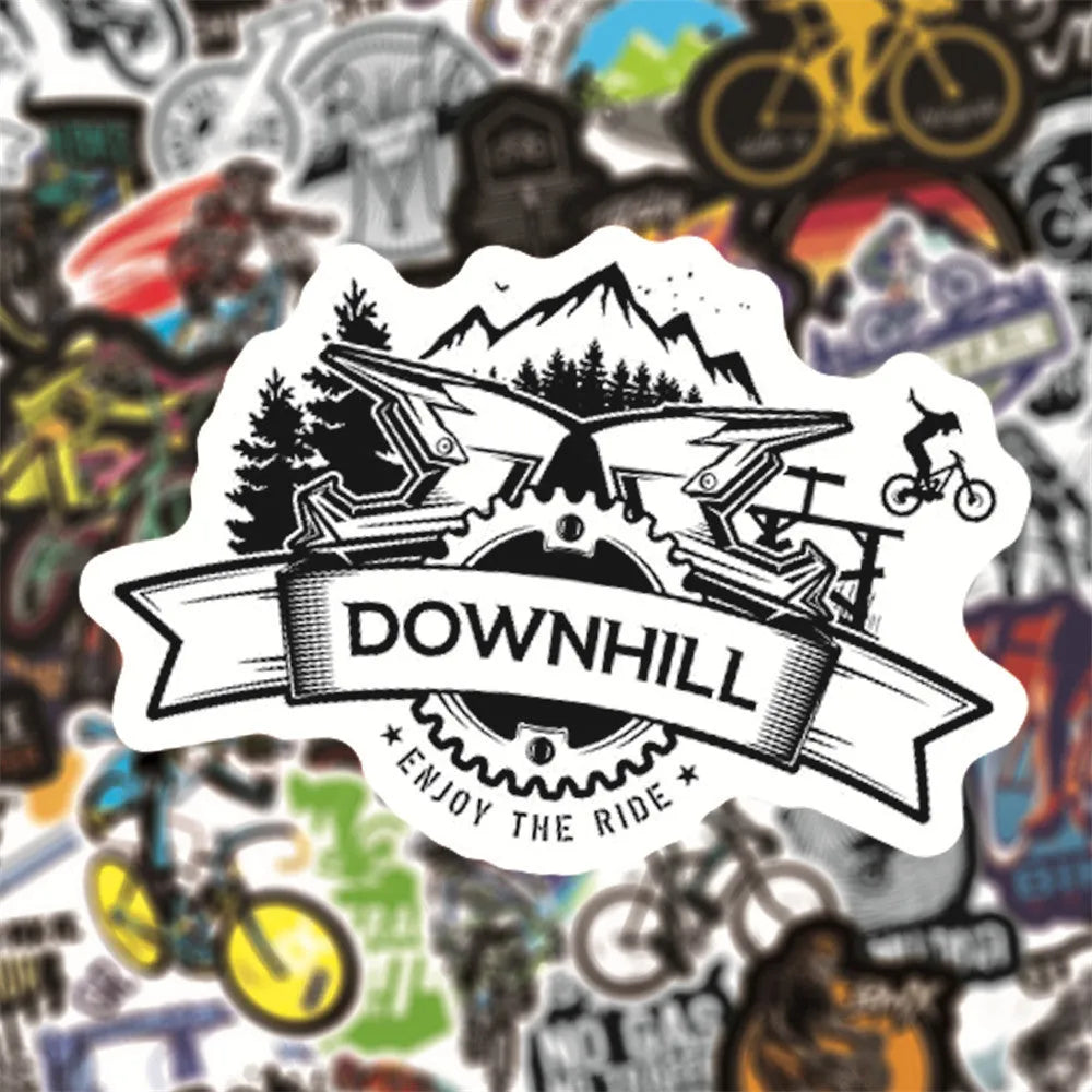 50-pack bicycle doodle stickers in vinyl for MTB and cross-country bike frame customisation