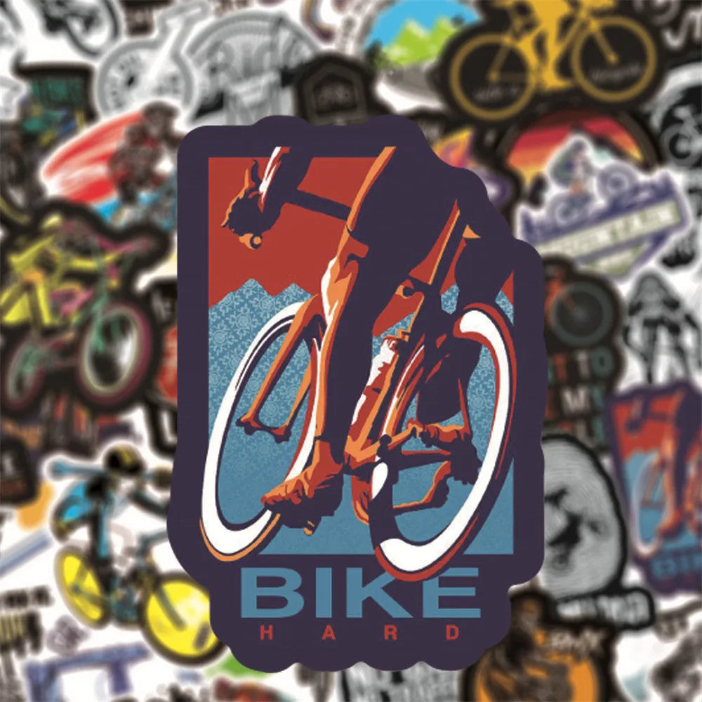 50-pack bicycle doodle stickers in vinyl for MTB and cross-country bike frame customisation