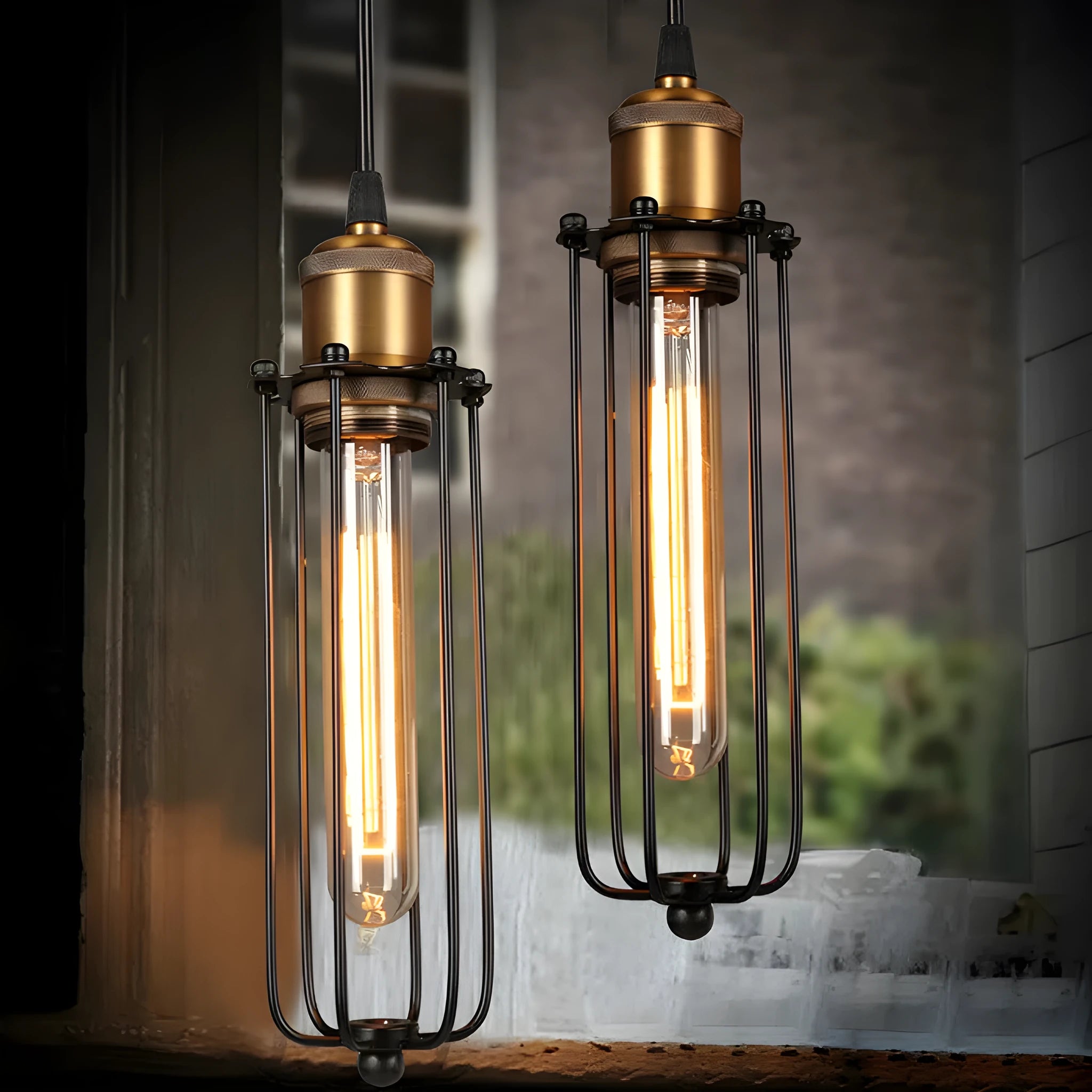 Brown iron Nordic retro industrial gladiator chandelier with fishing line shape.