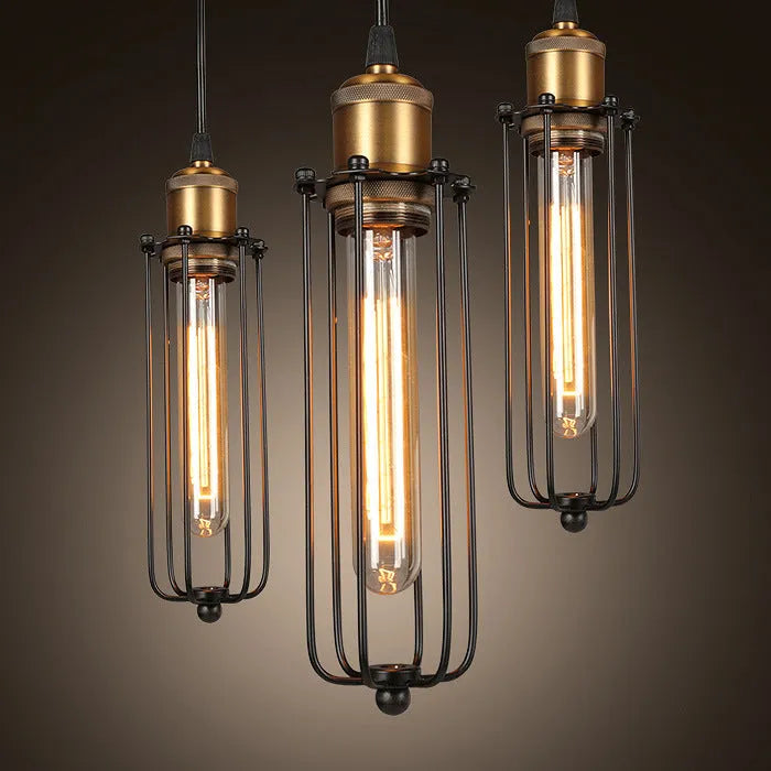 Brown iron Nordic retro industrial gladiator chandelier with fishing line shape.