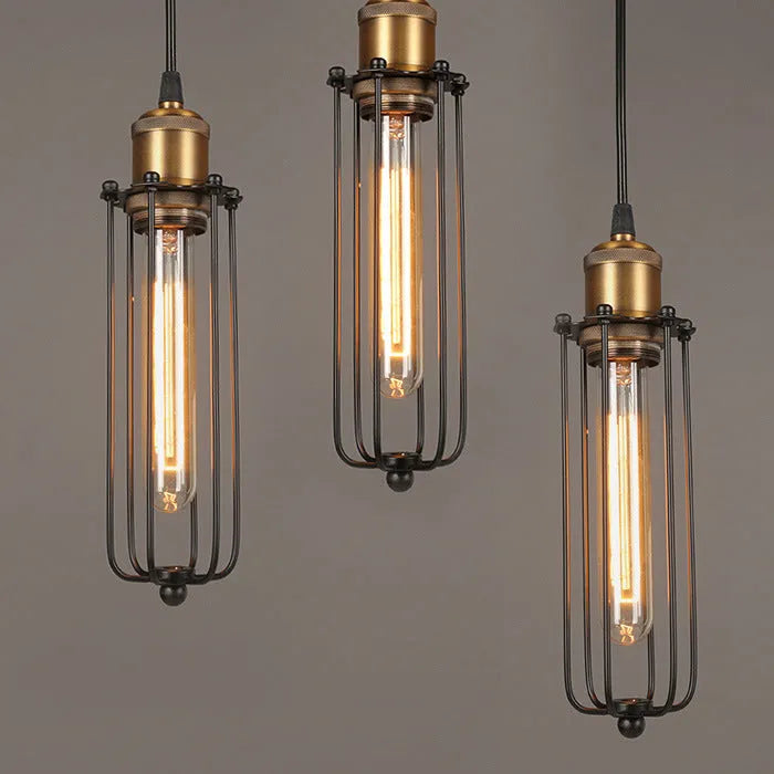 Brown iron Nordic retro industrial gladiator chandelier with fishing line shape.