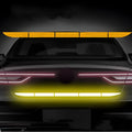 Rear long strip reflective sticker on a car bumper in blue colour for tail box warning