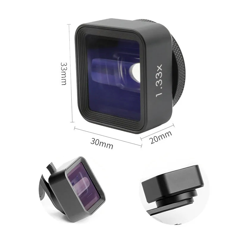Black SANYK 1.33x smartphone anamorphic widescreen movie lens for cinematic video production