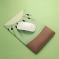 Green kiwi fruit themed mouse pad with integrated silicone wrist support cushion