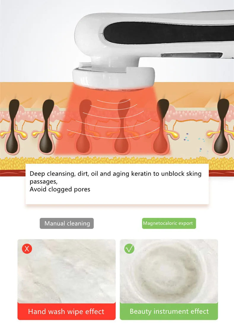 White multifunctional beauty machine with negative ion therapy, USB rechargeable, for home facial skincare