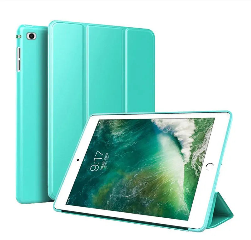 TPU silicone clamshell iPad case with built-in stand for iPad Air 2 and 9.7 inch models