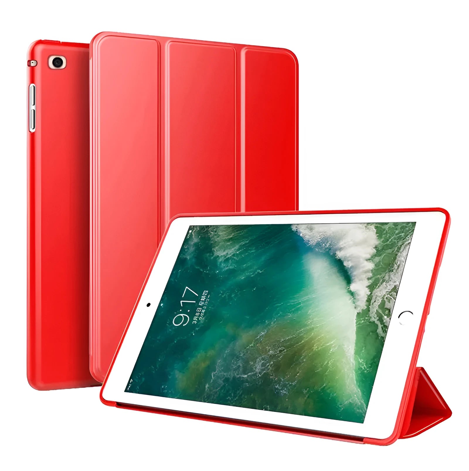 TPU silicone clamshell iPad case with built-in stand for iPad Air 2 and 9.7 inch models