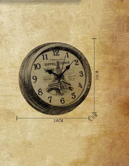 6 inch round European retro style desk clock with silent sweep movement on wooden surface