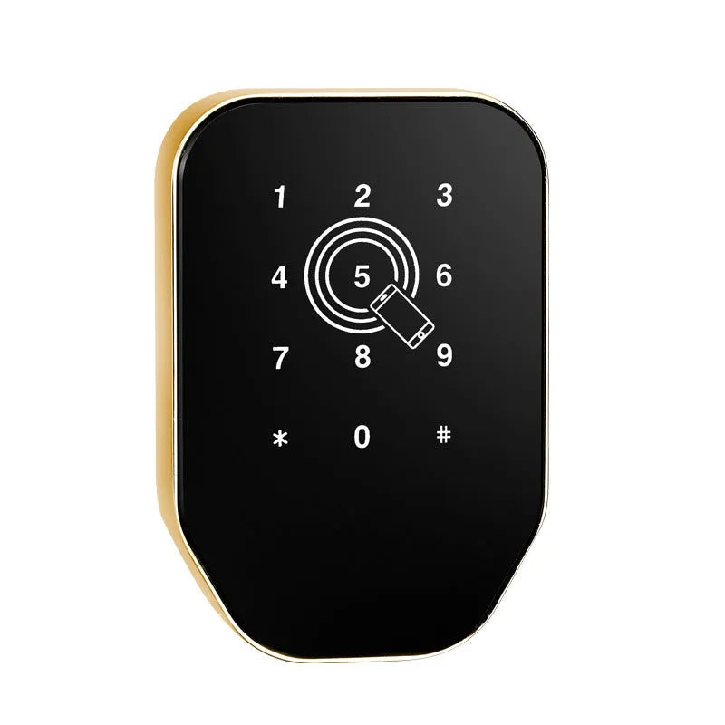 Induction electronic lock zinc alloy ABS fire retardant for bath centre sauna cabinet in gold finish on a wooden cabinet door