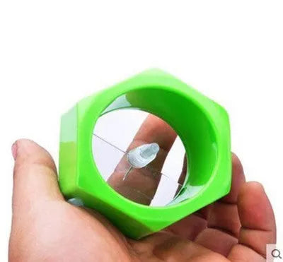 Yellow and green manual spiral vegetable cutter kitchen gadget for slicing cucumbers and carrots
