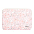 Pink waterproof notebook cover with flower print, zipper closure, and PU leather exterior for 11-15 inch devices