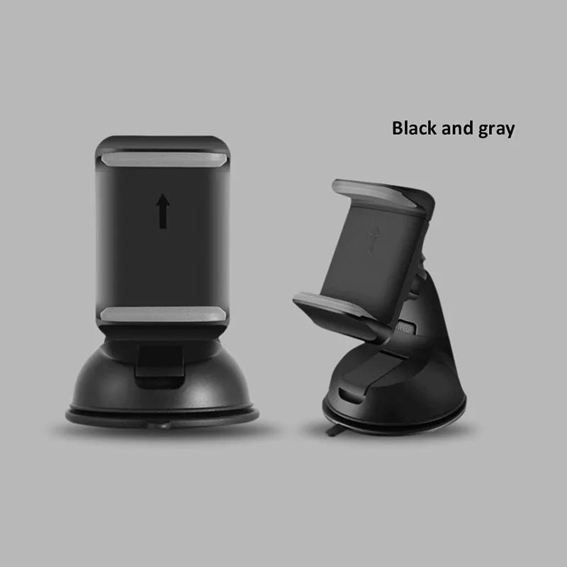 Car mobile phone bracket with multifunctional suction cup in black for dashboard mounting